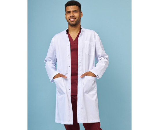 Зображення 7 Халат медичний чоловічий Амстердам білий-сірий р. 46, "БІЛИЙ ХАЛАТ" 154-366-679, Розмір: 46, Цвет: білий