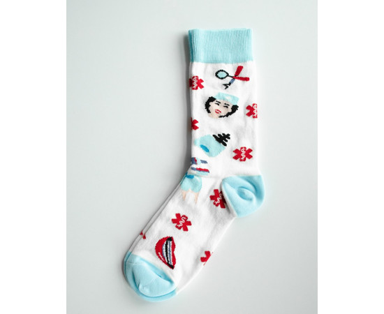 Изображение 3 Медицинские носки с принтом Кадуцей (молочные) р. 36-40, "БЕЛЫЙ ХАЛАТ" 143-370-836, Размер: 36-40, Цвет: молочный