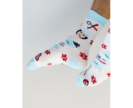 Изображение 4 Медицинские носки с принтом Кадуцей (молочные) р. 36-40, "БЕЛЫЙ ХАЛАТ" 143-370-836, Размер: 36-40, Цвет: молочный