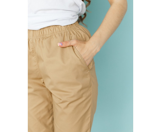 Изображение 3 Медицинские штаны женские джоггеры песочные р. 44, "БЕЛЫЙ ХАЛАТ" 303-323-730, Размер: 44, Цвет: песочный