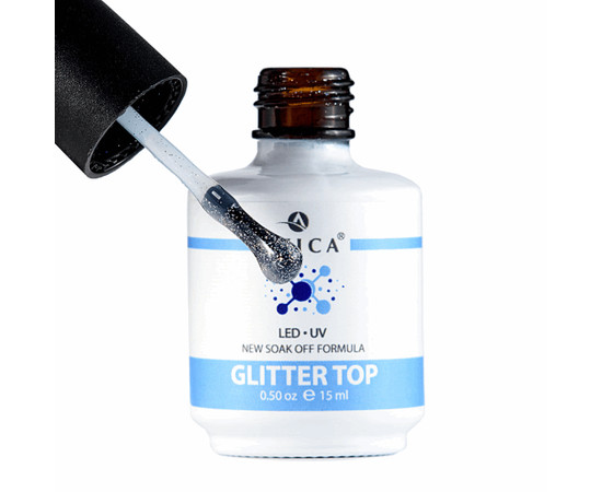 Изображение 2 Топ гель глиттерный без липкого слоя Atica Top Glitter Top, 15 мл
