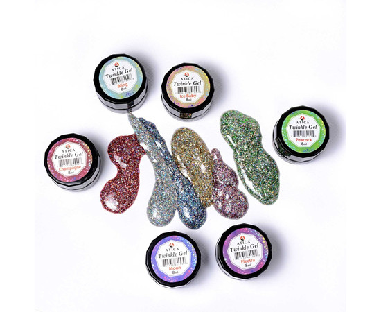 Зображення 2 Гель гліттер Atica Twinkle Gel Electra, 8 мл (баночка), Об'єм (мл, г): 8, Колір: electra
