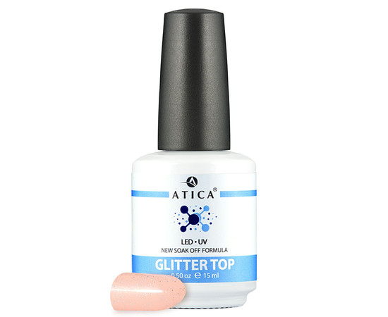 Изображение 3 Топ гель глиттерный без липкого слоя Atica Top Glitter Top, 15 мл