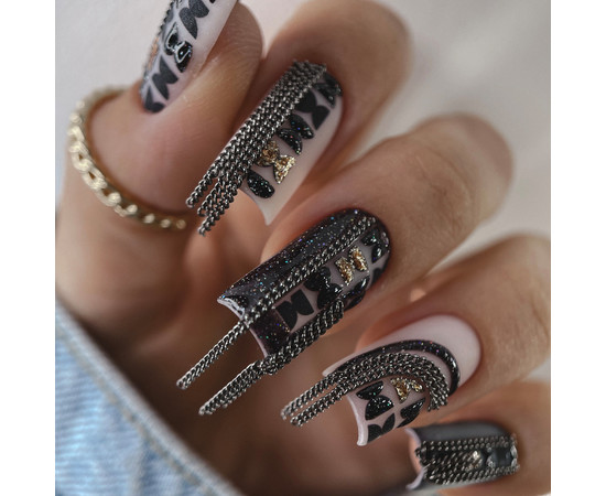 Изображение 3 Nails Of The Night Cocktails gel Manhattan – черный с голографик шимером светоотражающий гель-лак для ногтей, 10 мл, Объем (мл, г): 10, Цвет: Manhattan