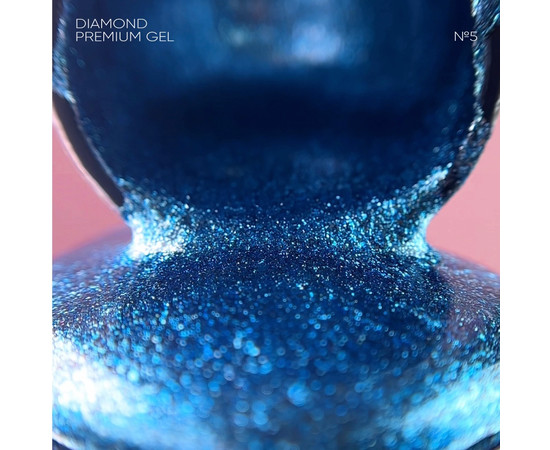Зображення 3 Nails Of The Night Diamond Premium gel №05 – блакитний гель-лак із дрібною металевою поталлю для нігтів, 5 мл, Об'єм (мл, г): 5, Колір: 05