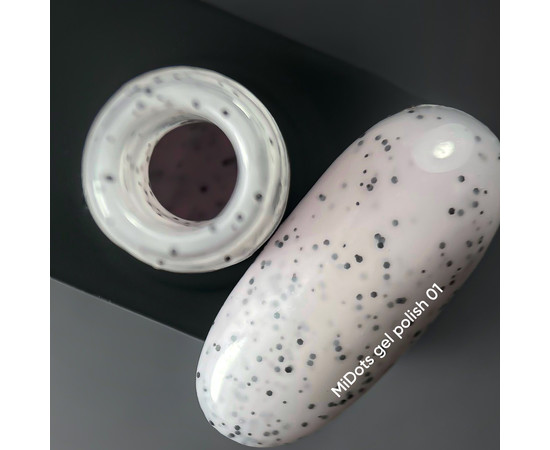 Изображение 2 Nails Of The Day MiDots gel polish №01 – молочно-розовый гель-лак с черными точечками для ногтей, 10 мл, Объем (мл, г): 10, Цвет: 01
