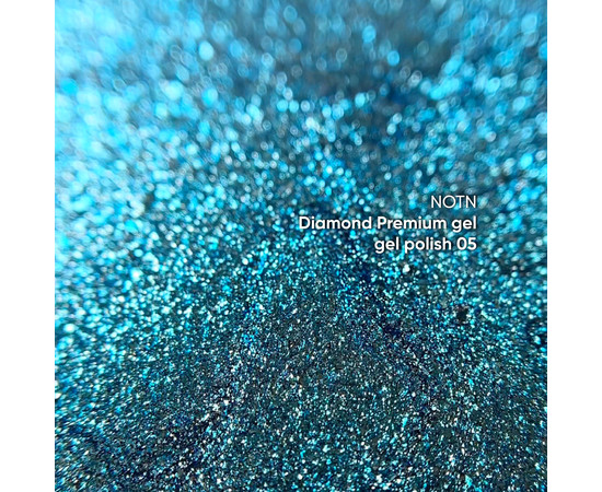 Зображення 4 Nails Of The Night Diamond Premium gel №05 – блакитний гель-лак із дрібною металевою поталлю для нігтів, 5 мл, Об'єм (мл, г): 5, Колір: 05