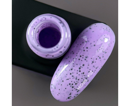 Изображение 2 Nails Of The Day MiDots gel polish №02 – сиреневый гель-лак с черными точечками для ногтей, 10 мл, Объем (мл, г): 10, Цвет: 02