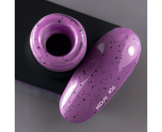 Зображення 2 Nails Of The Day MiDots gel polish №06 – фіолетовий гель-лак із чорними крапочками для нігтів, 10 мл, Об'єм (мл, г): 10, Колір: 06