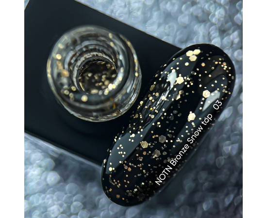 Зображення 2 Nails Of The Night Bronze Snow Top №03 – топ із бронзовими шестигранниками різних розмірів, без липкої кулі, 10 мл, Об'єм (мл, г): 10, Колір: 03