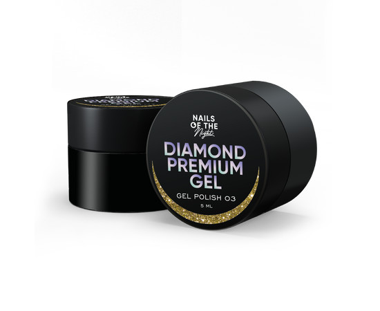 Изображение 2 Nails Of The Night Diamond Premium gel №03 – золотой гель-лак с мелкой металлической поталью для ногтей, 5 мл, Объем (мл, г): 5, Цвет: 03