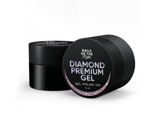 Зображення 2 Nails Of The Night Diamond Premium gel №04 – розово-золотий гель-лак із дрібною металевою поталлю для нігтів, 5 мл, Об'єм (мл, г): 5, Колір: 04