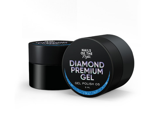 Зображення 2 Nails Of The Night Diamond Premium gel №05 – блакитний гель-лак із дрібною металевою поталлю для нігтів, 5 мл, Об'єм (мл, г): 5, Колір: 05