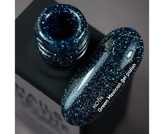 Изображение 2 Nails Of The Night Cocktails gel Green Mexican – темно-зеленый светоотражающий гель-лак для ногтей, 10 мл, Объем (мл, г): 10, Цвет: Green Mexican