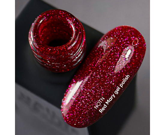 Изображение 2 Nails Of The Night Cocktails gel Red Mary – красный светоотражающий гель-лак для ногтей, 10 мл, Объем (мл, г): 10, Цвет: Red Mary