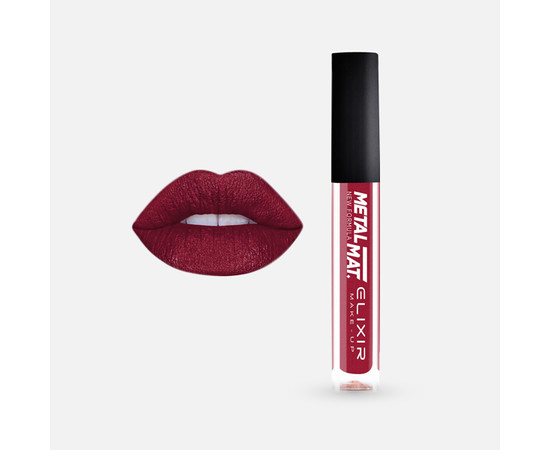 Зображення 2 Помада для губ рідка матова Elixir Metal Matte 376 Crimson, 5.5 г, Об'єм (мл, г): 5.5, Колір: 376