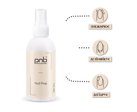 Изображение 2 Дезинфектор для рук и ногтей PNB Nail Prep, 150 мл