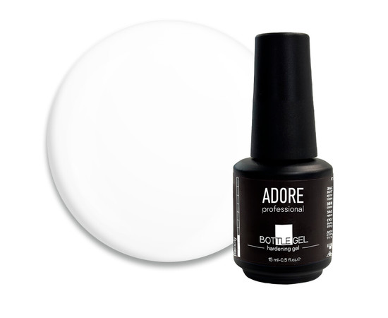 Зображення 5 Гель камуфлирующий Adore Professional Bottle Gel Milky Pink для укрепления ногтей, молочно-розовый, 15 мл, Об'єм (мл, г): 15, Колір: Milky Pink