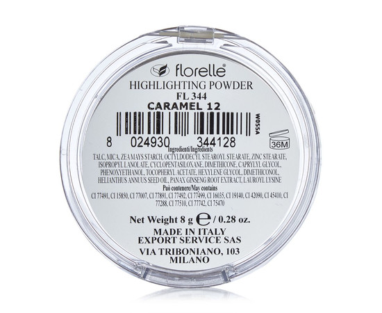 Зображення 3 Компактний хайлайтер для обличчя Florelle Highlighting Powder 12 caramel, 8 г, Об'єм (мл, г): 8, Колір: 12
