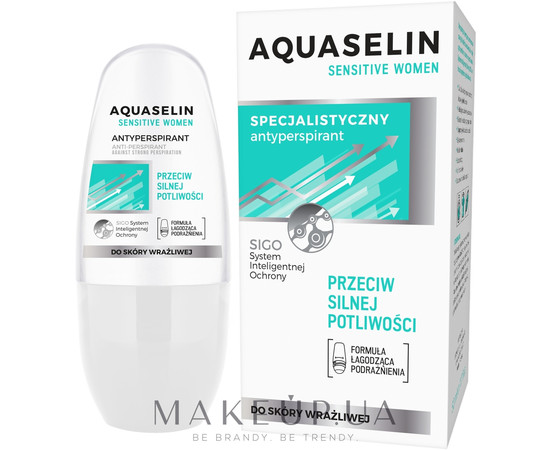 Зображення 6 Антиперспірант роликовий для жінок Aquaselin Sensitive Women Antyperspirant, 50 мл