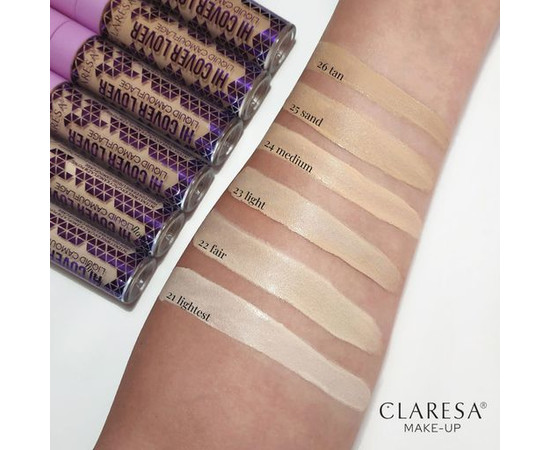 Зображення 2 Рідкий консилер для обличчя Claresa Hi Cover Lover Liquid Camouflage 26 Tan, 8 г, Об'єм (мл, г): 8, Колір: 26