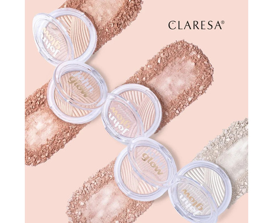 Зображення 2 Пресований компактний хайлайтер для обличчя Claresa John Glow 05 Sunkissed, 8 г, Об'єм (мл, г): 8, Колір: 05