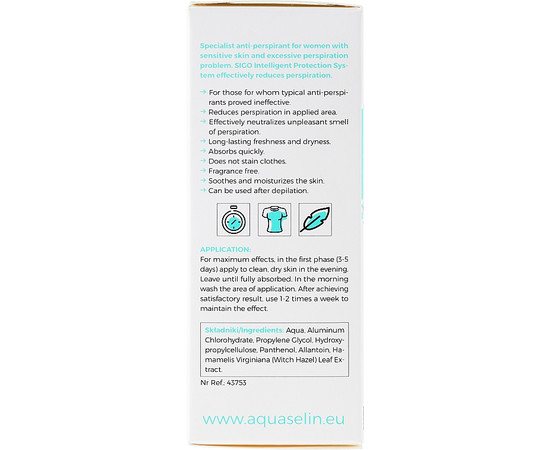 Зображення 5 Антиперспірант роликовий для жінок Aquaselin Sensitive Women Antyperspirant, 50 мл