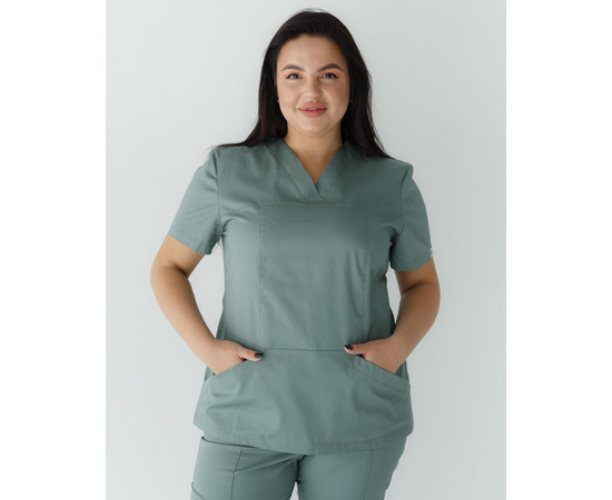 Зображення 3 Медичний костюм жіночий Топаз оливковий +SIZE р. 60, "БІЛИЙ ХАЛАТ" 362-327-705, Розмір: 60, Цвет: оливковий