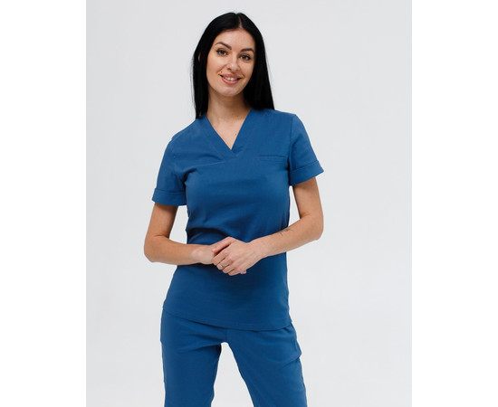 Изображение 3 Медицинский костюм женский Марсель синий р. 52, "БЕЛЫЙ ХАЛАТ" 383-322-708, Размер: 52, Цвет: синий