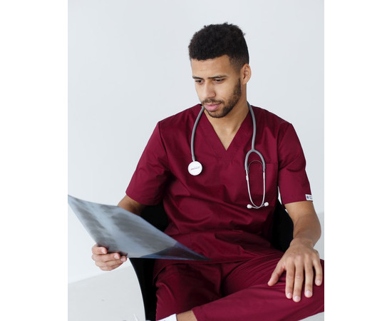 Изображение 4 Медицинский костюм мужской Гранит марсала р. 46, "БЕЛЫЙ ХАЛАТ" 130-326-710, Размер: 46, Цвет: марсала