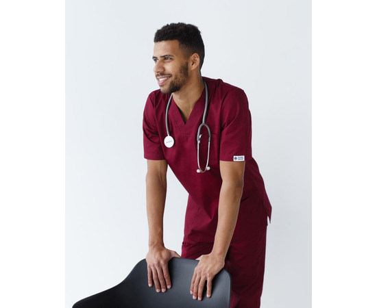 Изображение 3 Медицинский костюм мужской Гранит марсала р. 46, "БЕЛЫЙ ХАЛАТ" 130-326-710, Размер: 46, Цвет: марсала