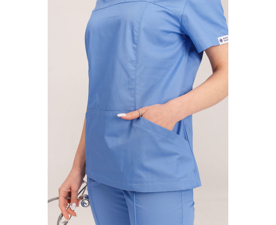 Зображення 6 Медичний костюм жіночий Топаз блакитний р. 50, "БІЛИЙ ХАЛАТ" 137-333-705, Розмір: 50, Цвет: блакитний
