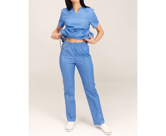 Изображение 7 Медицинский костюм женский Топаз голубой р. 40, "БЕЛЫЙ ХАЛАТ" 137-333-705, Размер: 40, Цвет: голубой