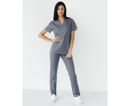 Изображение 9 Медицинский костюм женский Топаз темно-серый р. 50, "БЕЛЫЙ ХАЛАТ" 137-408-705, Размер: 50, Цвет: темно-серый