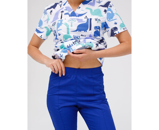 Зображення 5 Медичний костюм з принтом жіночий Топаз Динозаври синій р. 42, "БІЛИЙ ХАЛАТ" 138-322-859, Розмір: 42, Цвет: динозаври синій