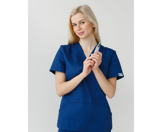 Изображение 3 Медицинский костюм женский Топаз синий р. 42, "БЕЛЫЙ ХАЛАТ" 137-322-705, Размер: 42, Цвет: синий