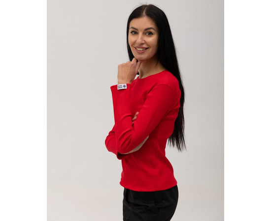 Зображення 2 Медичний лонгслів в рубчик жіночий червоний р. S, "БІЛИЙ ХАЛАТ" 392-339-716, Розмір: S, Цвет: червоний