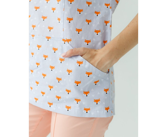 Зображення 4 Медична сорочка жіноча Топаз принт лисички персикові р. 40, "БІЛИЙ ХАЛАТ" 164-338-729, Розмір: 40, Цвет: лисички персикові