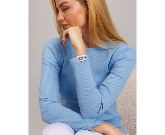 Зображення 5 Медичний лонгслів в рубчик жіночий блакитний р. XL, "БІЛИЙ ХАЛАТ" 392-333-716, Розмір: XL, Цвет: блакитний