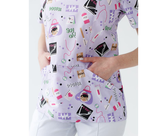 Зображення 4 Медична сорочка жіноча Топаз принт Laboratory р. 46, "БІЛИЙ ХАЛАТ" 126-324-775, Розмір: 46, Цвет: laboratory