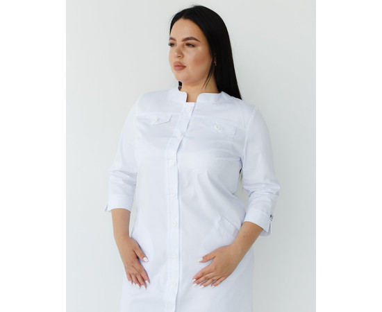 Изображение 3 Медицинский халат женский Валери белый +SIZE р. 58, "БЕЛЫЙ ХАЛАТ" 156-324-677, Размер: 58, Цвет: белый