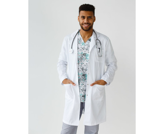Зображення 7 Халат медичний чоловічий Берлін білий р. 56, "БІЛИЙ ХАЛАТ" 155-324-679, Розмір: 56, Цвет: білий