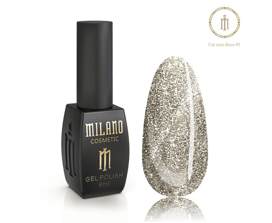 Зображення 2 Гель-лак Milano Disco Cat Eyes №01, 8 мл, Об'єм (мл, г): 8, Колір: 01
