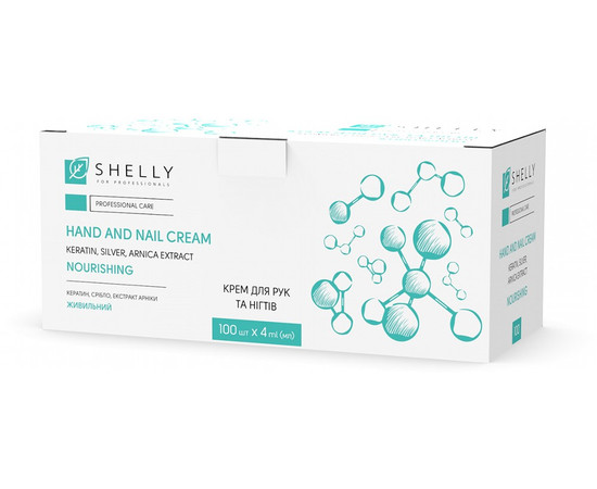 Изображение 3 Крем для рук и ногтей с кератином, серебром и экстрактом арники Shelly Professional Care Hand And Nail Cream, 4 мл х 100 шт.