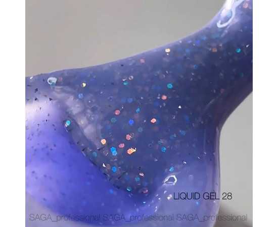 Изображение 2 Моделирующий гель Saga Liquid Gel №28 сиреневый светоотражающий, 15 мл, Объем (мл, г): 15, Цвет: 28