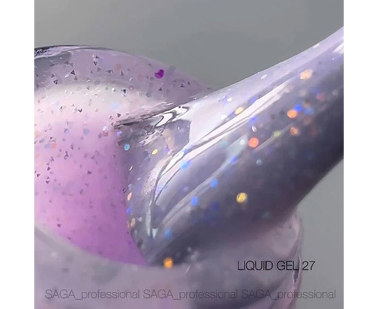 Зображення 2 Моделюючий гель SAGA Liquid Gel №27 ніжний лавандовий світловідбиваючий, 15 мл, Об'єм (мл, г): 15, Колір: 27