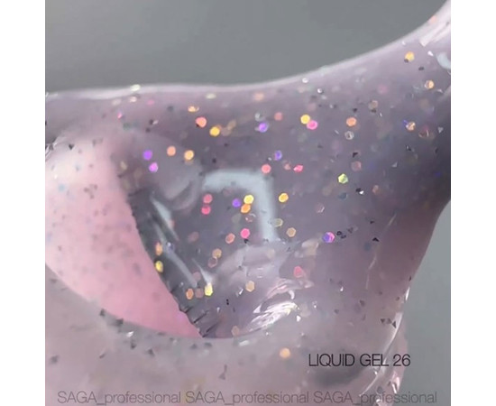 Изображение 2 Моделирующий гель Saga Liquid Gel №26 розовый светоотражающий, 15 мл, Объем (мл, г): 15, Цвет: 26