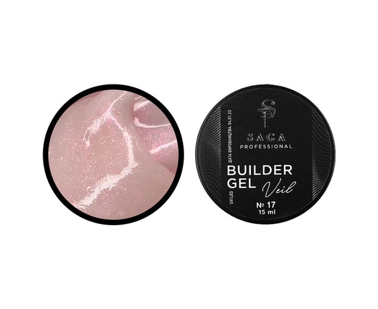 Зображення 5 Гель для нарощування Saga Builder Gel Veil №18 молочні перли з перламутром та шиммером, 15 мл, Об'єм (мл, г): 15, Колір: 018