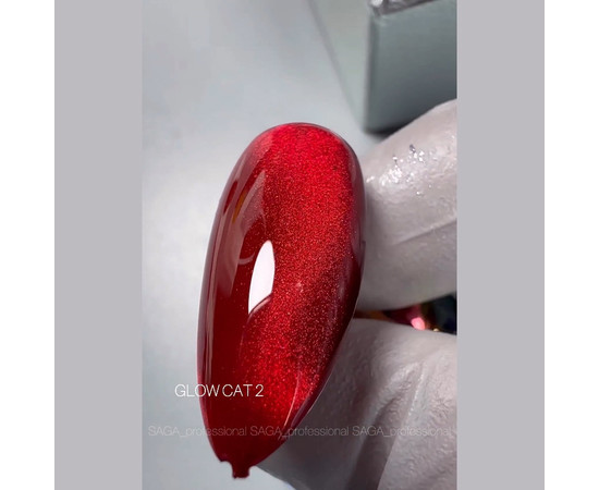 Изображение 2 Гель-лак Saga Glow Cat №02 яркий гранатовый, 9 мл, Объем (мл, г): 9, Цвет: 02
