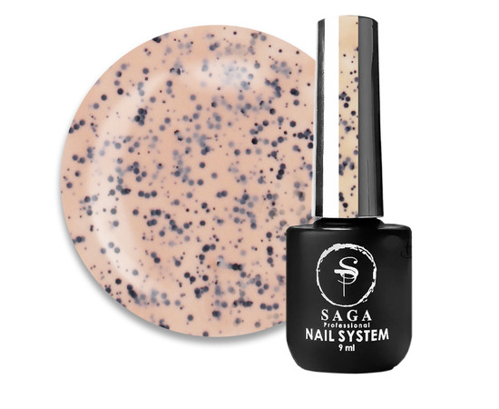 Зображення  Гель-лак Saga Black Snow №03 світлий персиковий із чорними точками, 9 мл, Об'єм (мл, г): 9, Колір: 03